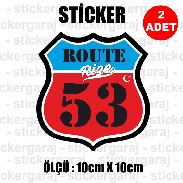 53 rize 2 adet plaka sticker - il şehir rota etiket - kask motosiklet otomobil araba pc laptop bilgisayar cam uyumlu ürün görseli 1