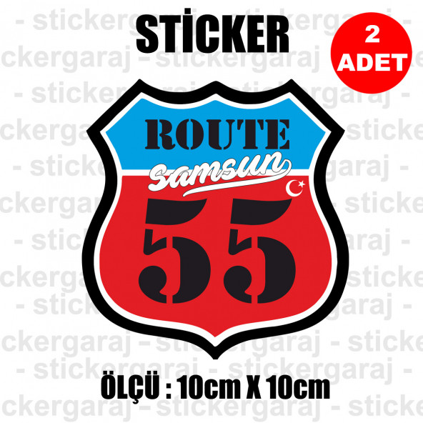 55 samsun 2 adet plaka sticker - il şehir rota etiket - kask motosiklet otomobil araba pc laptop bilgisayar cam uyumlu ürün görseli 1