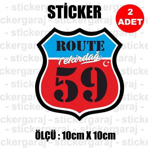 59 tekirdağ 2 adet plaka sticker - il şehir rota etiket ürün görseli 1
