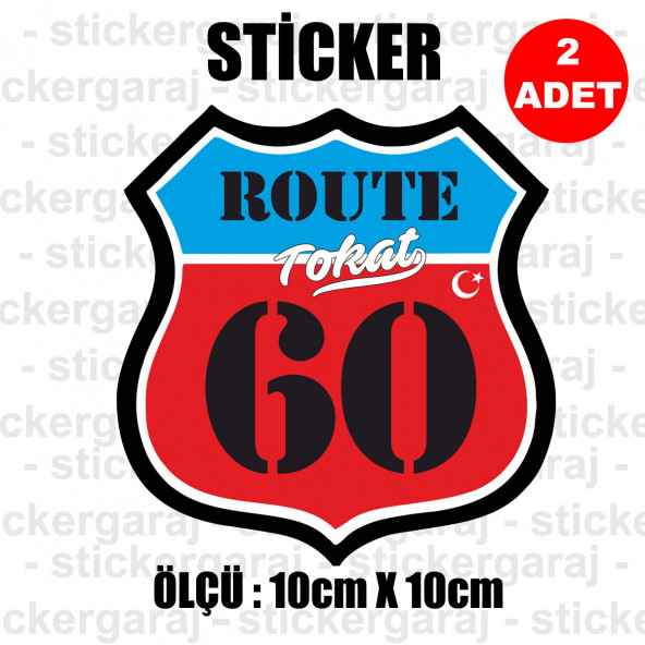 60 tokat 2 adet plaka sticker - il şehir rota etiket - kask motosiklet otomobil araba pc laptop bilgisayar cam uyumlu ürün görseli 1