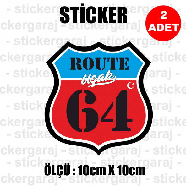 64 uşak 2 adet plaka sticker - il şehir rota etiket - kask motosiklet otomobil araba pc laptop bilgisayar cam uyumlu ürün görseli 1