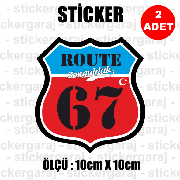67 zonguldak 2 adet plaka sticker - il şehir rota etiket ürün görseli 1