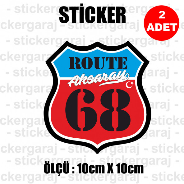 68 aksaray 2 adet plaka sticker - il şehir rota etiket - kask motosiklet otomobil araba pc laptop bilgisayar cam uyumlu ürün görseli 1
