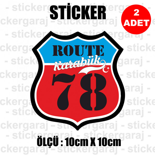 78 karabük 2 adet plaka sticker - il şehir rota etiket - ürün görseli 1