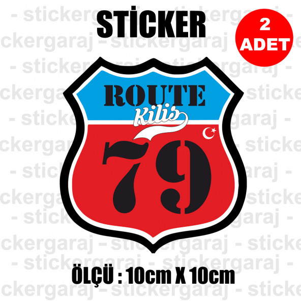 79 kilis 2 adet plaka sticker - il şehir rota etiket - kask motosiklet otomobil araba pc laptop bilgisayar cam uyumlu ürün görseli 1