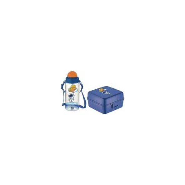 Gıpta Blue-Me Tritan Pipetli Matara + Desenli Beslenme Kabı Set ürün görseli 1