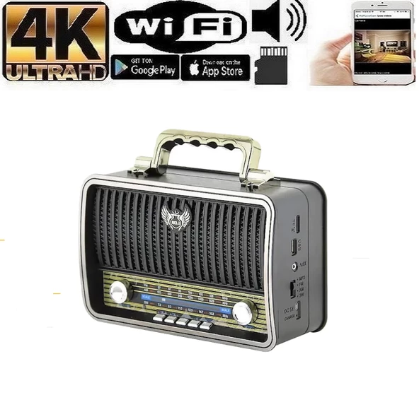 Radyo Gizli Kamera Nostaljik Radyo Full Hd 4k 1080p Wifi Sınırsız Mesafe Uzaktan Izlemeli Kamera ürün görseli 1