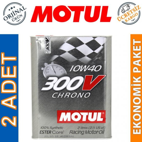 Motul 300V Chrono 10W-40 2 Lt Tam Sentetik Motor Yağı (2 Adet) ürün görseli 1