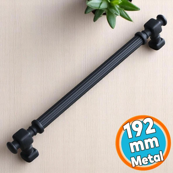 Mutfak Dolap Çekmece Mobilya Dolabı Kapak Kulpları Mat Siyah Çizgili Metal Kulp 192 mm 19.2 cm ürün görseli 1