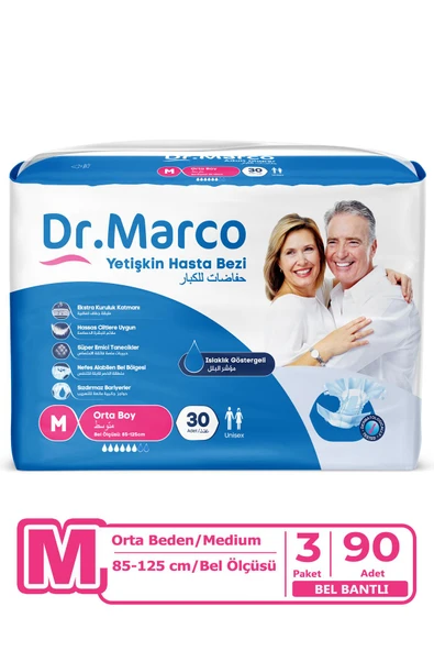 Dr. Marco Belbantlı Orta Boy M 30'lu 3 Adet Hasta Bezi ürün görseli 1