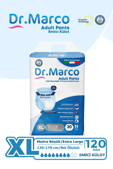 Dr. Marco Emici Külot Ekstra Büyük Boy XL 30'lu 4 Adet Hasta Bezi ürün görseli 1