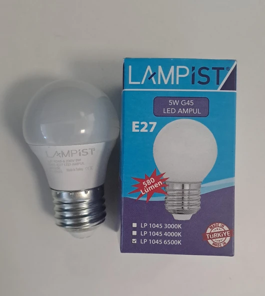 LAMPİST E27 DUY TOP LED AMPUL 5W 580 LM BEYAZ IŞIK 6500K G45 ürün görseli 1