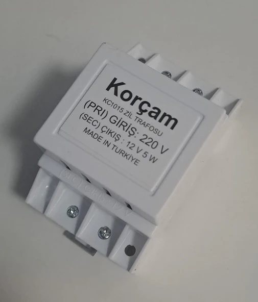 KORÇAM ZİL TRAFOSU & GÜÇ TRANSFORMATÖRÜ RAYLI SİSTEM 12 VOLT 5W ürün görseli 1