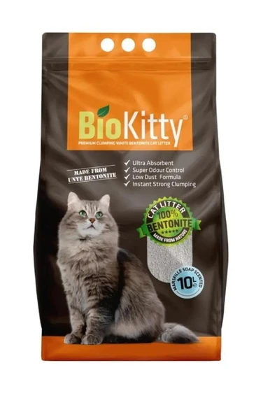 BioKitty Marsilya Sabunlu Tozsuz İnce Taneli Topaklanan Kedi Kumu 10 Lt ürün görseli 1