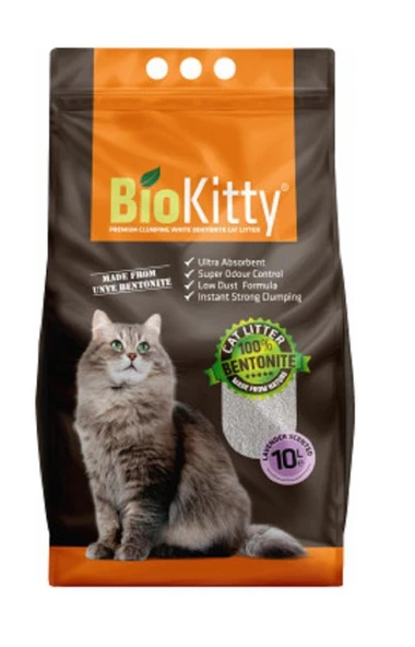 BioKitty Lavantalı Tozsuz İnce Taneli Topaklanan Kedi Kumu 10 Lt ürün görseli 1