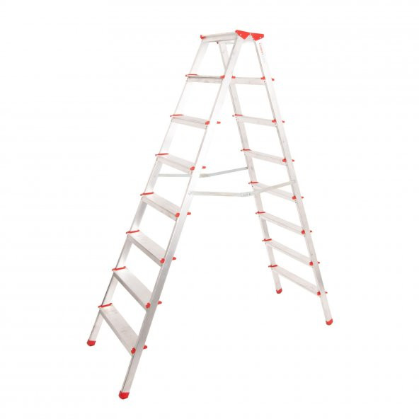 ALÜMİNYUM ÇİFT ÇIKIŞLI 8 BASAMAKLI MERDİVEN (181 CM) (ACCM.06) ürün görseli 1