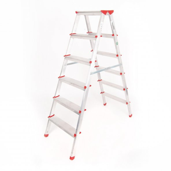 ALÜMİNYUM ÇİFT ÇIKIŞLI 6 BASAMAKLI MERDİVEN (137CM) (ACCM.04) ürün görseli 1