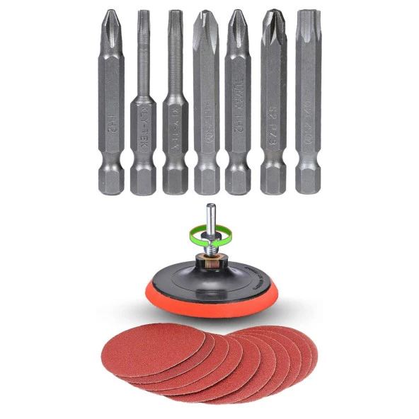 27 PARÇA Cırt Zımpara + Matkap Bits Ucu Uç Vidalama Seti 115 mm ürün görseli 1