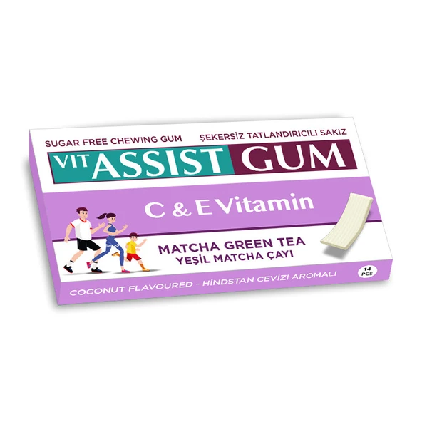 HÜNNAP VENTON VIT ASSIST GUM C & E VİTAMİN  HİNDİSTAN CEVİZİ AROMALI YEŞİL ÇAY 27GR ürün görseli 1