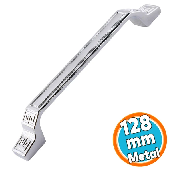 Mobilya Mutfak Dolabı Çekmece Dolap Kulpu Düz Metal Kulpları Kulbu Kulpu (128 MM-12.8 CM) Krom ürün görseli 1