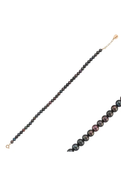 6,5 mm Siyah İnci Bileklik - Resim 4