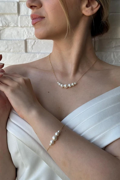 9,5 mm Süzme Doğal İnci Bileklik ürün görseli 1