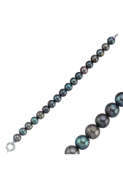 10,5 mm Siyah İnci Bileklik - Resim 5