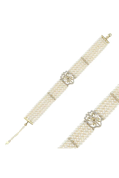 4,5 mm Lale Motif Dört Sıralı Doğal İnci Bileklik ürün görseli 1