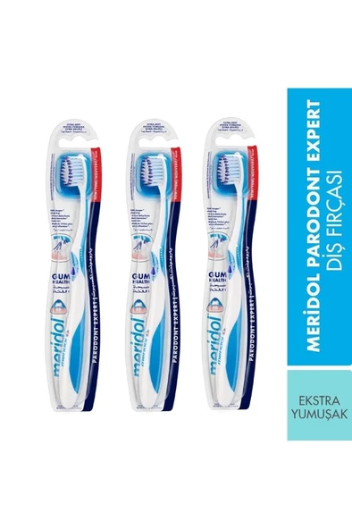 Meridol Parodont Expert Gum Healt Diş Fırçası Mavi Renk 3'Lü PAKET ürün görseli 1