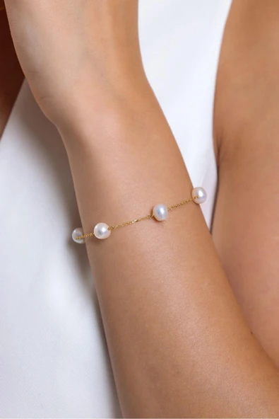 6,5 mm Çıtır Doğal İnci Bileklik ürün görseli 1