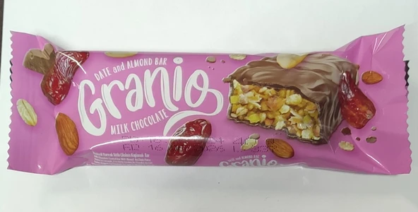HÜNNAP GRANİO HURMALI BADEMLİ ÇİKOLATA KAPLAMALI BAR 40GR ürün görseli 1