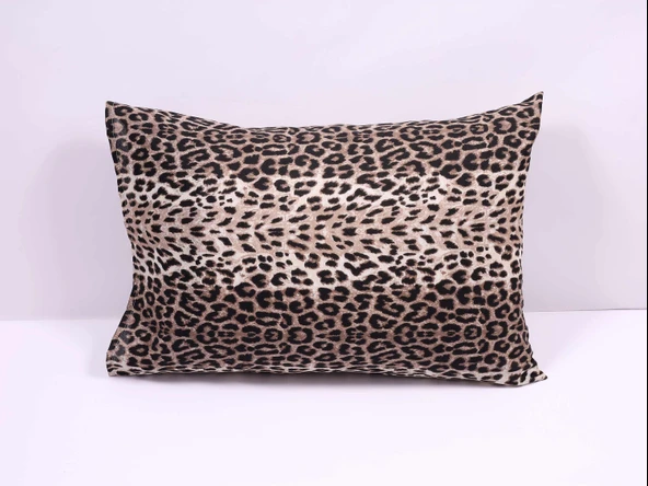 Modern Leopar Desenli Pamuklu Yastık Kılıfı 50x70 cm - Kapaklı %70 Pamuk ürün görseli 1