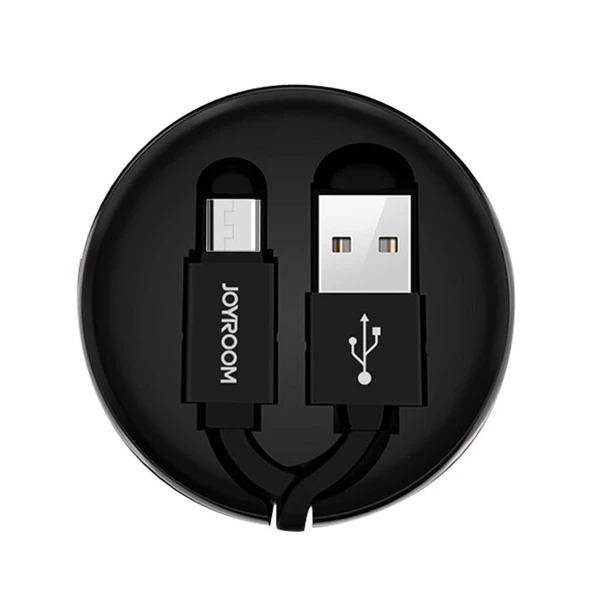 Joyroom S-M346 Uzatılabilir Mikro Hızlı Şarj ve Data Kablosu Siyah ürün görseli 1