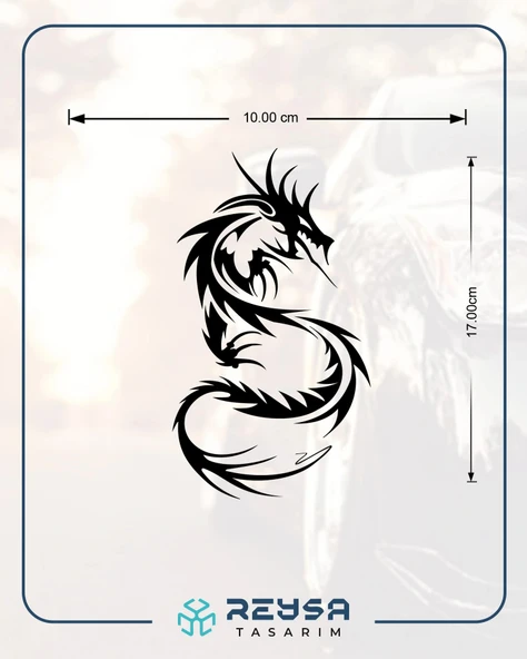 Ejderha Sticker 17x17 Cm Siyah - Resim 2