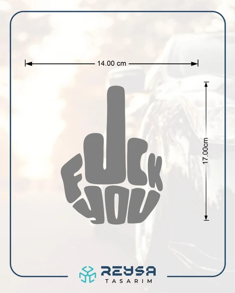 F*ck You Sticker 17x17 Cm Gri - Resim 2