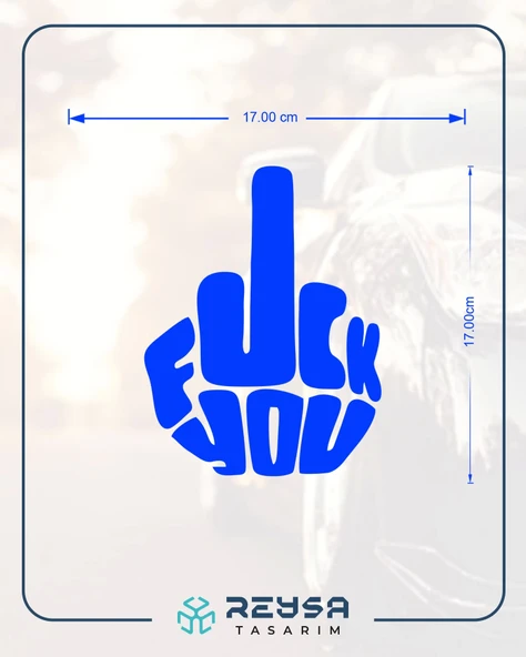 F*ck You Sticker 17x17 Cm Mavi - Resim 2