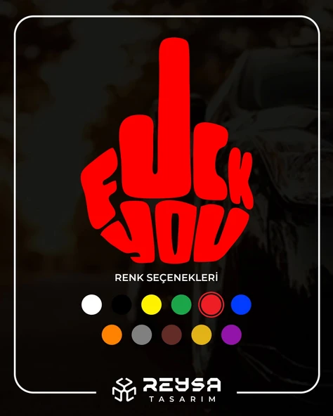 F*ck You Sticker 17x17 Cm Kırmızı ürün görseli 1