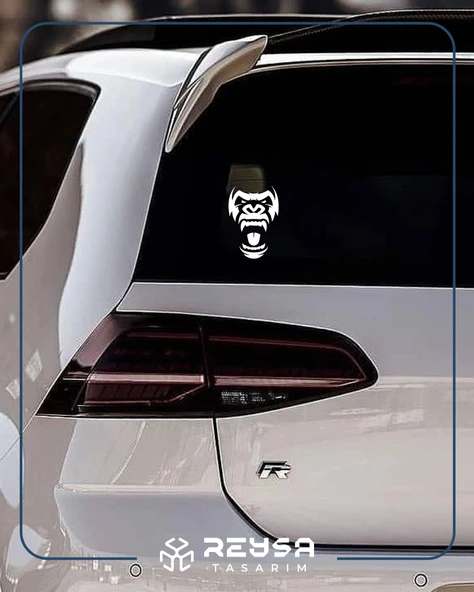 Goril Kafası Sticker17x17 Cm Beyaz - Resim 3