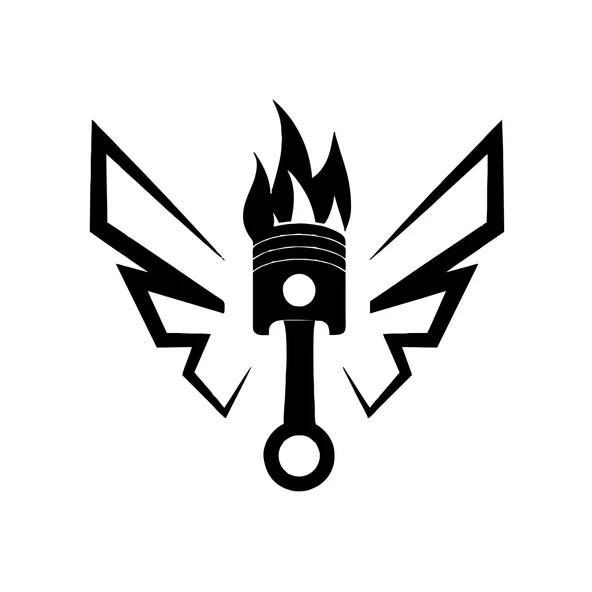 Kanatlı Alevli Piston Sticker17x17 Cm Siyah ürün görseli 1