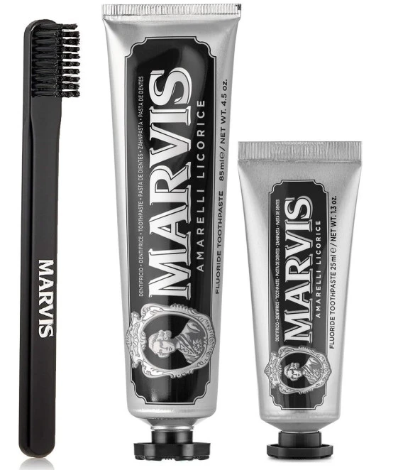 Marvis Meyankökü Özlü Diş Macunu 3lü 85 ml+25 ml + Marvis Orta Sert Diş Fırçası ürün görseli 1