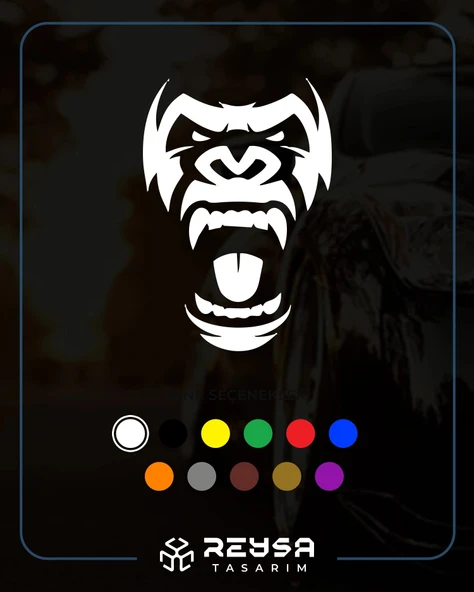 Goril Kafası Sticker17x17 Cm Beyaz ürün görseli 1