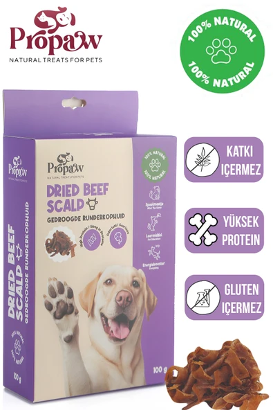 Kurutulmuş Dana Paça Derisi Çiğnemelik Köpek Ödül Maması %100 Doğal Tüm Irklar İçin Protein 100 g ürün görseli 1