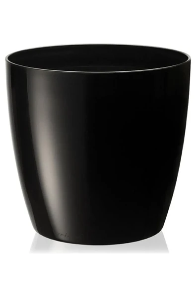 Serinova 22 Litre 34x30cm Siyah Tabaksız Parlak Plastik Yakut Saksı No5 ürün görseli 1