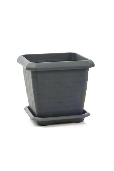 Serinova Hisar Kare Büyük Boy Saksı 25.5 Litre 37x37x33,5cm Antrasit ürün görseli 1