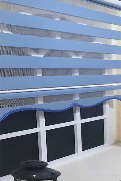 Zebra Stor Perde Mavi Etek Dilimli ST 006  Mavi 110 x 200 ürün görseli 1