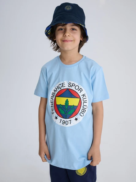 Fenerbahçe Orijinal Lisanslı Renkli Logo Sıfır Yaka Çocuk T-Shirt ürün görseli 1