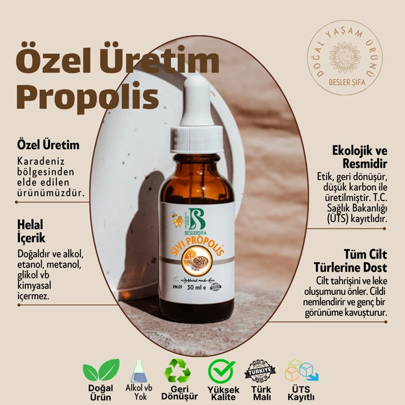 Propolis- su bazlı özel damlalıklı şişe 30ml ürün görseli 1