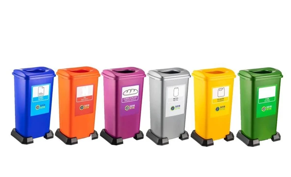 Omnipazar SY-4398 Sıfır Atık Geri Dönüşüm Çöp Kutusu 70 lt 6'lı Set ürün görseli 1