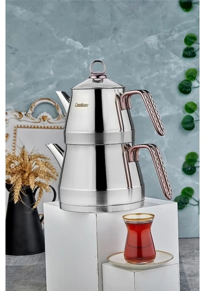 Cooker 4 Parça Alesta Çaydanlık Aile Boy Bakır Renk ürün görseli 1