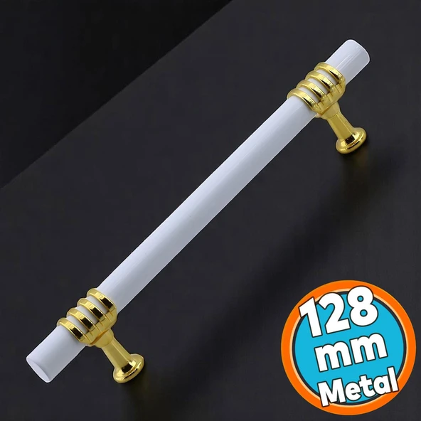 Mobilya Mutfak Dolabı Çekmece Dolap Kulpları Kapak Kulpu Kulbu Beyaz Altın 128 mm Metal Kulp12.8 cm ürün görseli 1